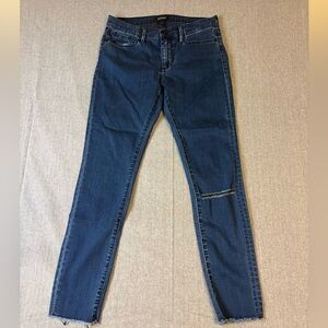 Buffalo David Bitton Women's Dark Blue Skinny Jeans with Knee Rip